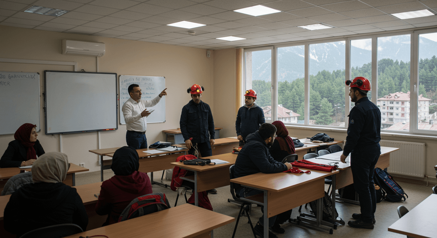 Gündoğmuş iş güvenliği kursu eğitim ortamı - Antalya Gündoğmuş İSG uzmanlık sertifika programı sınıf görüntüsü