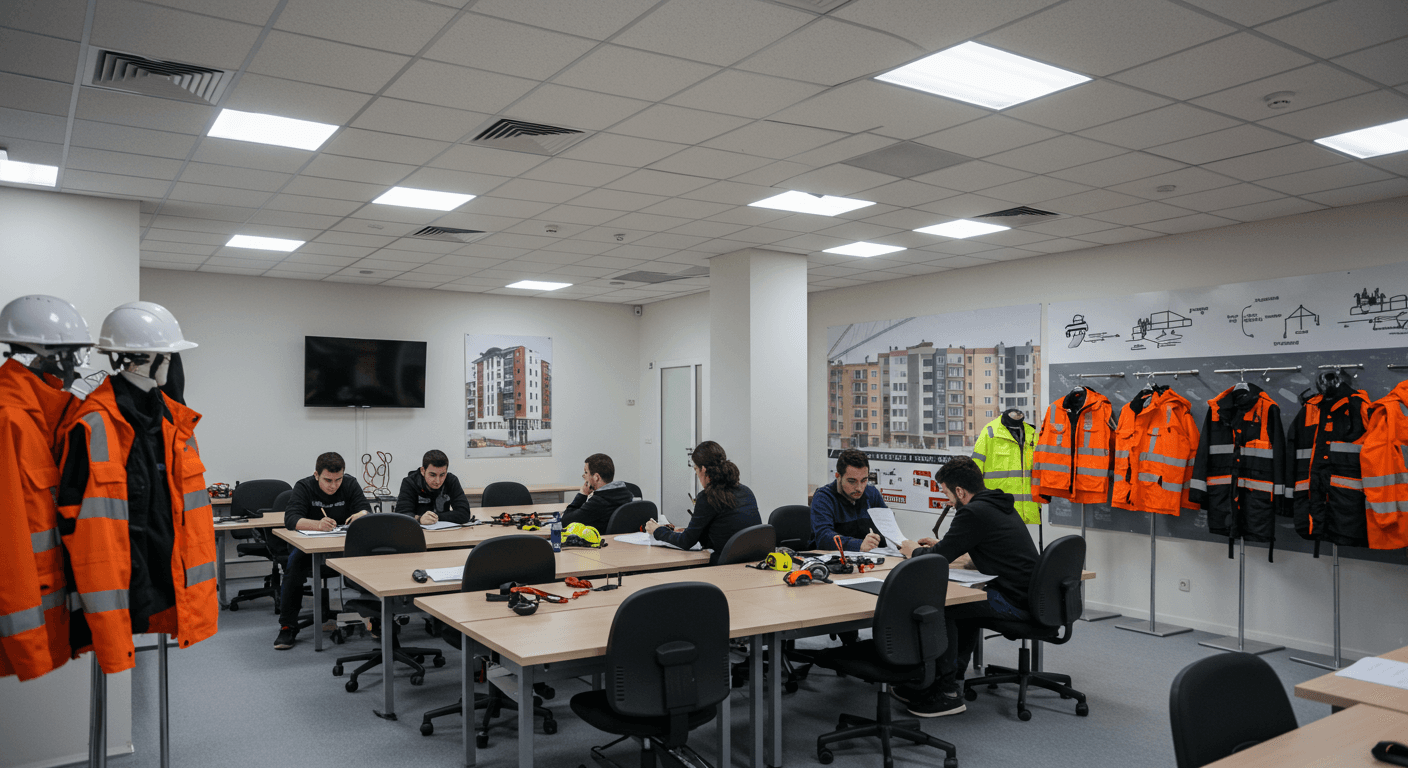 Kayapınar iş güvenliği kursu eğitim ortamı — Diyarbakır Kayapınar yüksek katlı inşaat climbing formwork, AVM yangın mühendisliği ve OSB kimyasal güvenlik İSG eğitimi