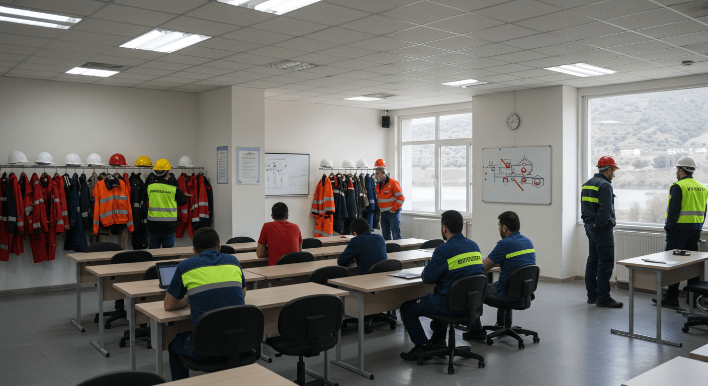 Kocaköy Diyarbakır iş güvenliği kursu — Dicle vadisi cofferdam güvenliği, mandıra R717 amonyak İSG ve mini HES penstock kaynak NDT eğitimi